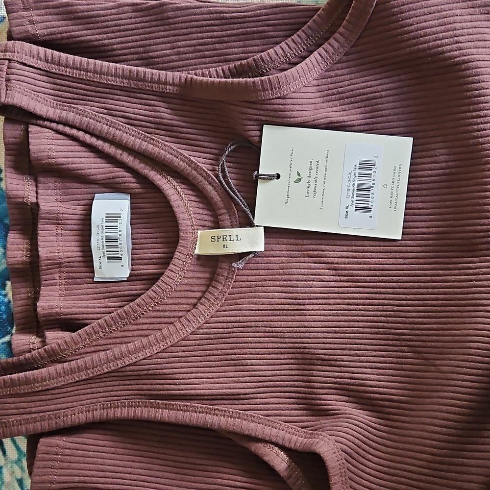 Spell Staples Ribbed Singlet Tank Size XL In Chocolate - Picture 5 of 12